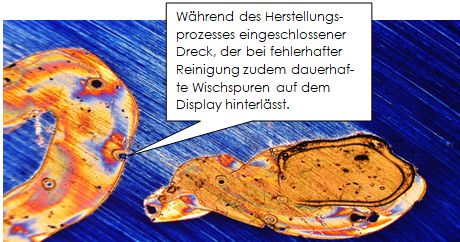 Wischspuren auf Display