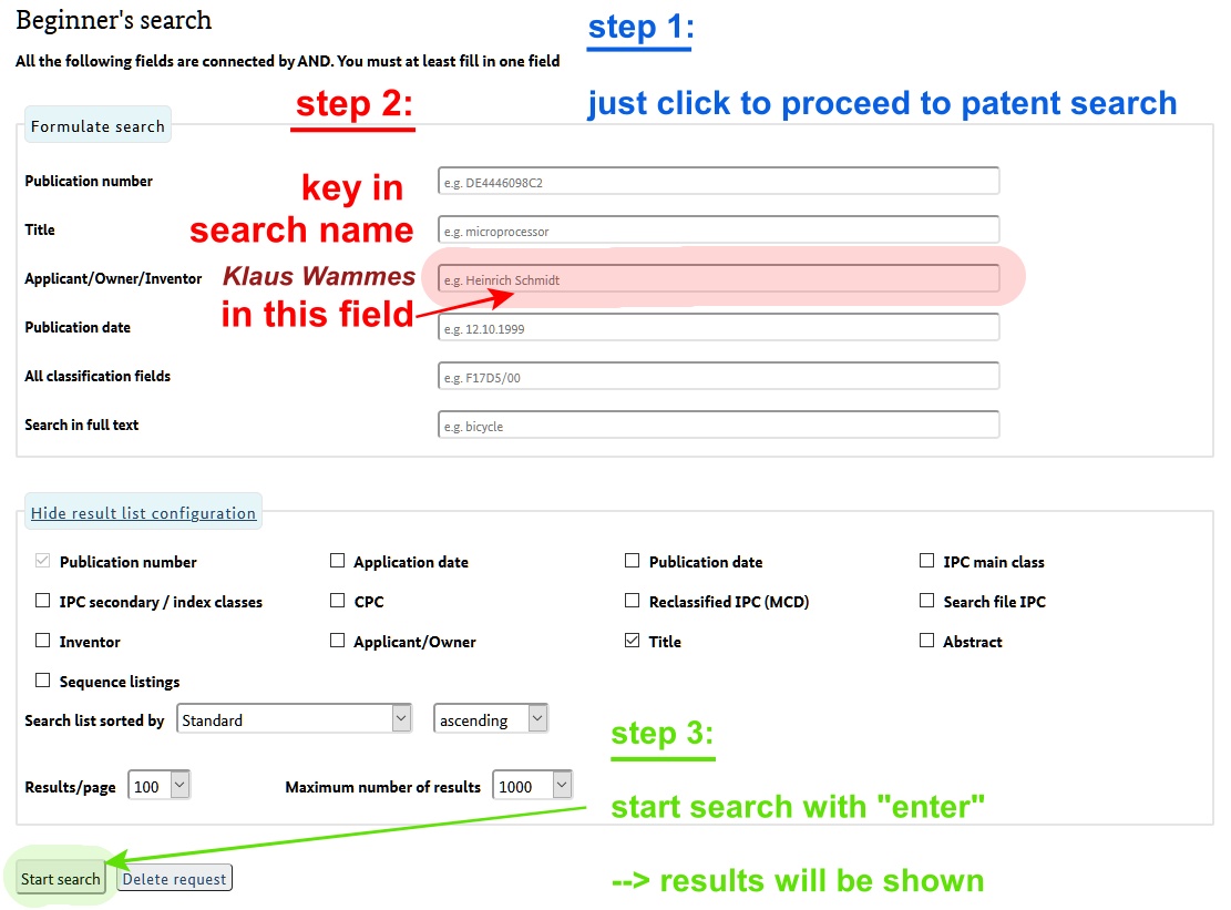 Patent search KW de